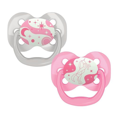 Set x2 unids. Chupones Advantage 0-6 MESES que brilla en la oscuridad. Color: Rosa