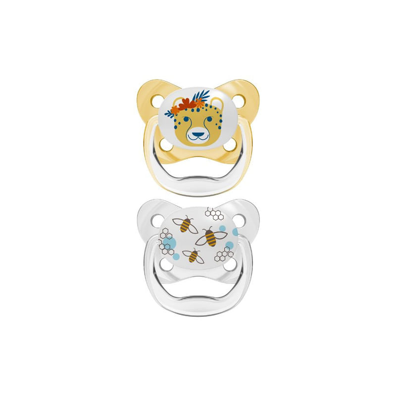 Set-de-2-Chupones-PreVent-con-tapa
De-6-a-18-meses-Modelo--tigre-y-avejas