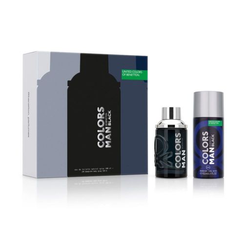 Set De Perfume Colors Man Black Benetton Para Hombre Edt 100ml + Desodorante Spray 150ml