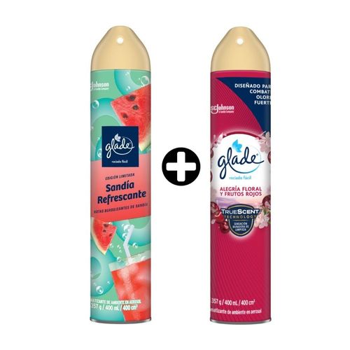 COMBO Glade: Ambientador Aerosol Sandia 400ml + Ambientador Aerosol Alegria Floral 400ml