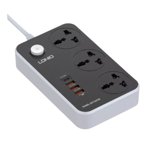 Supresor De Picos Extensión LDNIO 3 Tomas Universales 3 USB-A y 1USB-C