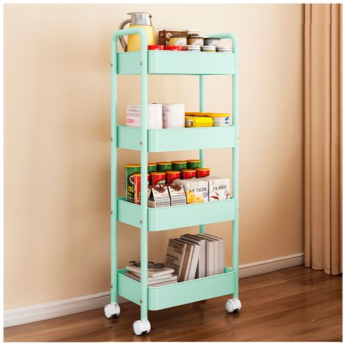 Carrito Organizador 4 Niveles con Ruedas Multiusos para Baño Cocina Verde JY8