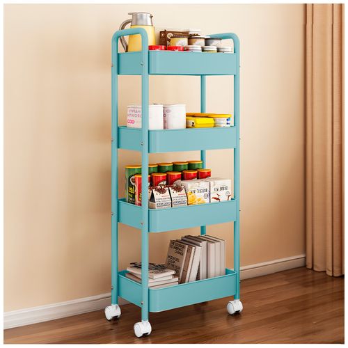 Carrito Organizador 4 Niveles con Ruedas Multiusos para Baño Cocina Turquesa JY8