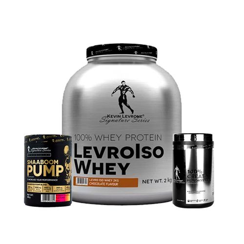 Pack Kevin Levrone Levroiso Whey 2kg Chocolate + Shaabom Pump 385gr + Creatina 500gr