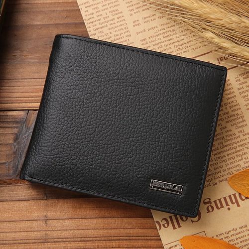 Billetera para Hombre Cartera de Cuero para Tarjetas Monedas de Moda Negro Jinbaolai