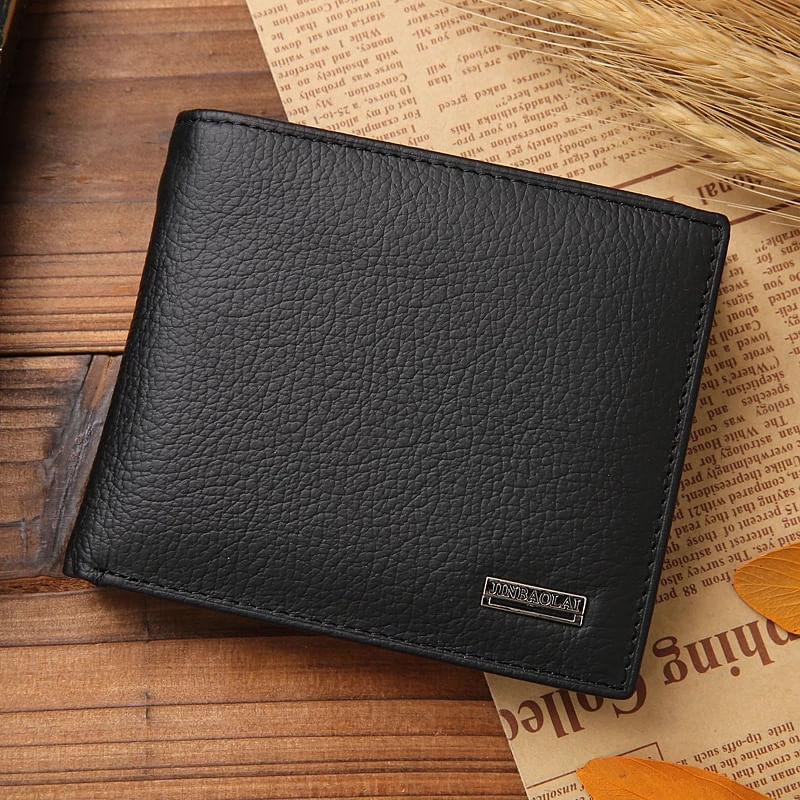 Billetera para Hombre Cartera de Cuero para Tarjetas Monedas de Moda Negro Jinbaolai Shopstar