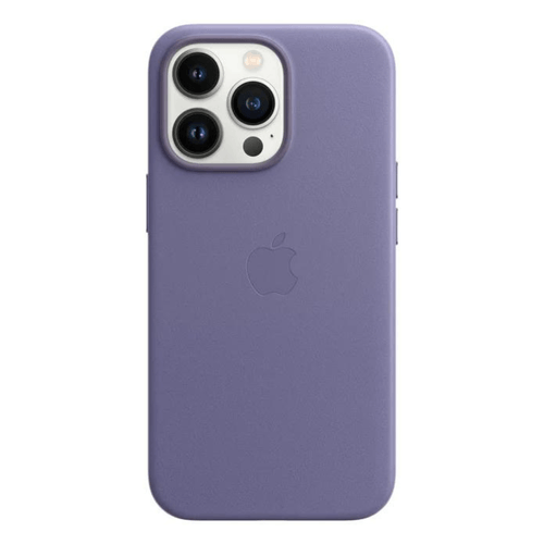 Case de cuero para iphone 15 PRO MAX, protector con logo Apple, color lila