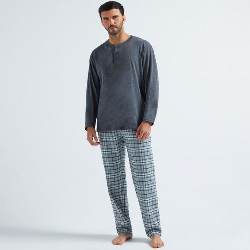 Pijama Madison Manga Larga Franela Check Hombre CHARCOAL