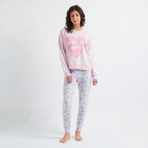 Pijama Hypnotic Para Mujer Pantalón Algodón + Oversize Frane Rosado