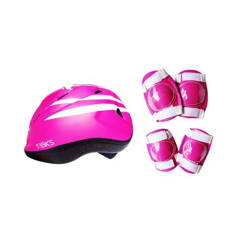 Kit Ciclismo Protección Niña Casco Rodillera Codera Talla S