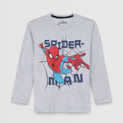 Polo Para Niño Spiderman Manga Larga Basico Gris Melange