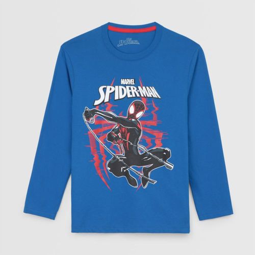 Polo Para Niño Piderman Basico Manga Larga Azul