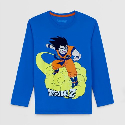 Polo Para Niño Dragon Ball Manga Larga Azul Print Nube