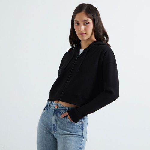 Polera Hypnotic Mujer Hood Zip NEGRO