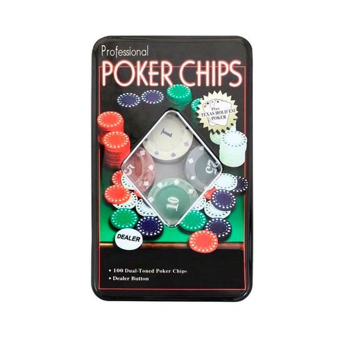 Juego de Poker 100 fichas numeradas con Caja + Ficha Dealer