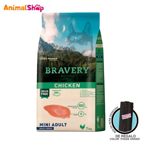 Comida De Perro Adulto Bravery Raza Pequeña Pollo 7 Kg