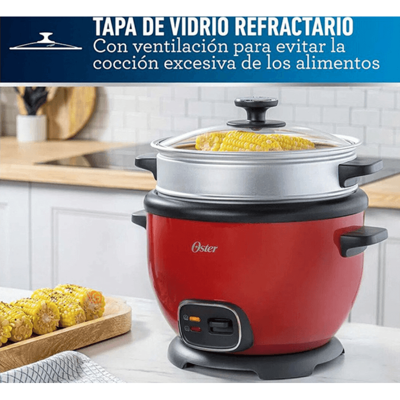 COMBO-OSTER-LICUADORA-550-W-VASO-REFRACTARIO---OLLA-ARROCERA-18-LT-CON-VAPORERA-