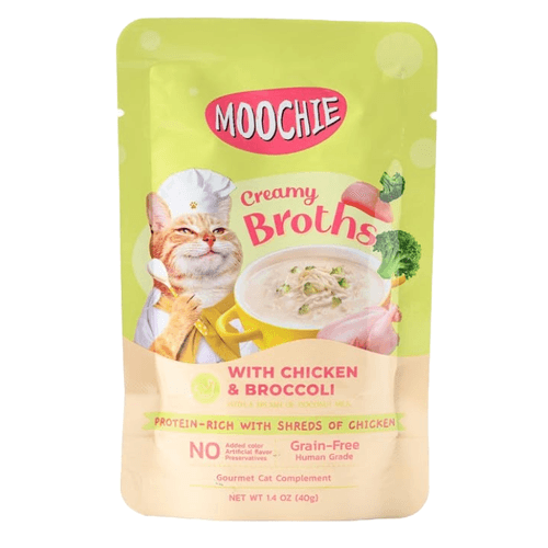 Moochie Caldo cremoso de Pollo y Brócoli 40g