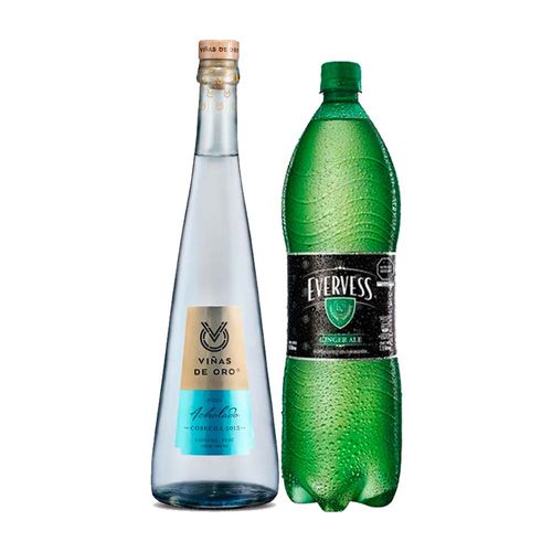 COMBO PISCO VIÑAS DE ORO CLASICO ACHOLADO 750ML + GINGER ALE EVERVESS 1.5L