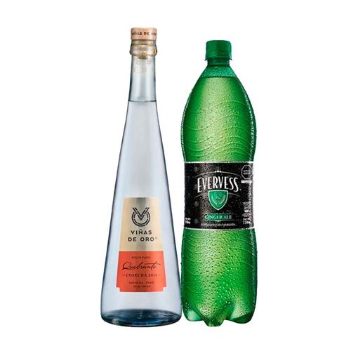 COMBO PISCO VIÑAS DE ORO CLASICO QUEBRANTA 750ML + GINGER ALE EVERVESS 1.5L