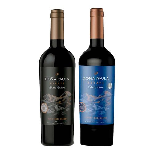 VAP VINO DOÑA PAULA ESTATE BLACK EDITION 750 ML + BLUE EDITION 750 M