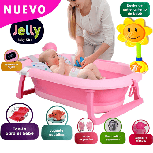 NUEVO Tina Bañera Plegable JELLY Con Termómetro Rosado