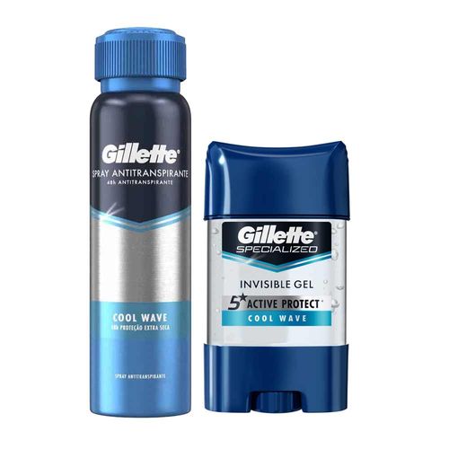 Pack Desodorante Gillette Cool Wave Aerosol 150ml & Gel 50g