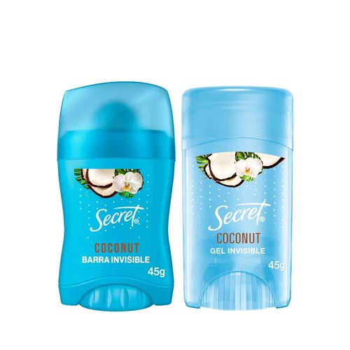 Pack Desodorante Secret Coconut Barra 45g & Gel