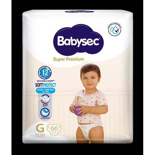 Pañal Super Premium BABYSEC Talla G Paquete 66un