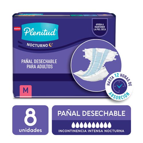 Pañal Nocturno PLENITUD Talla M Paquete 8un