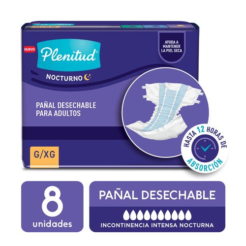 Pañal Nocturno PLENITUD Talla G/XG Paquete 8un