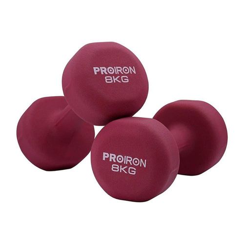 Par de mancuernas de neopreno PROIRON de 8kg - Vinotinto