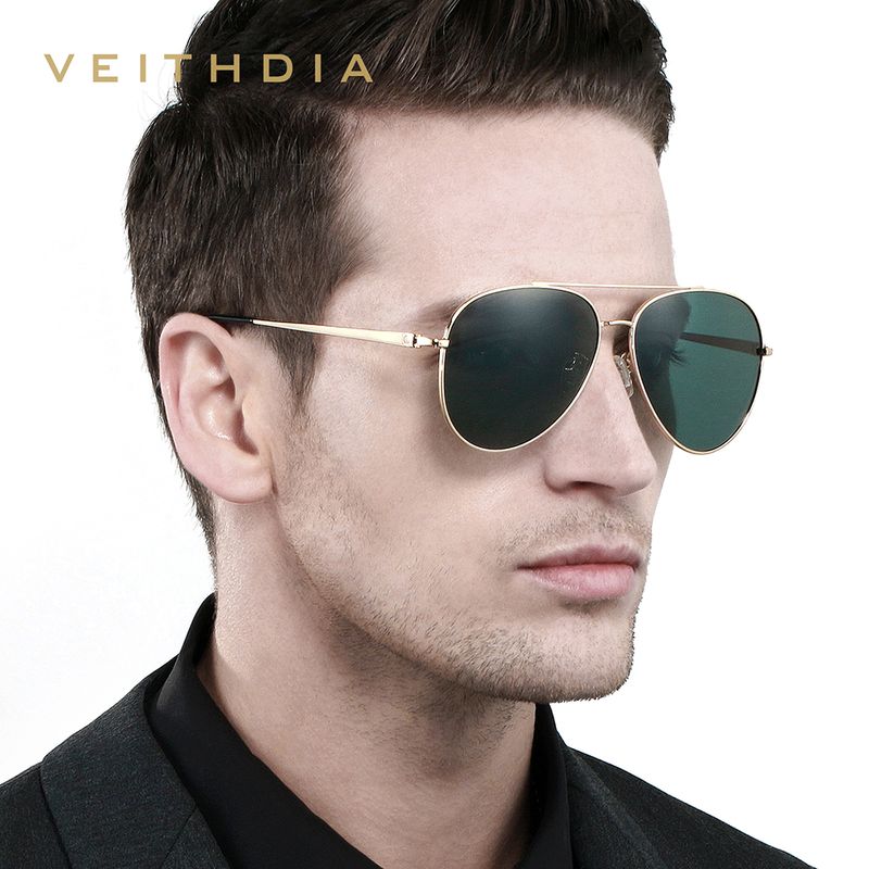 Lentes-de-Sol-VEITHDIA-Pilot---Polarizados---UV400---Verde