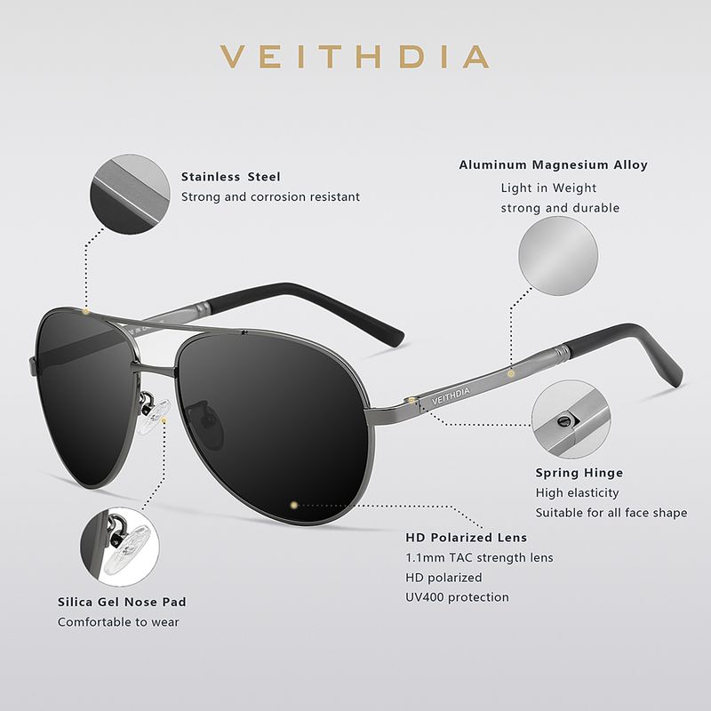 Lentes-de-Sol-VEITHDIA-Flyer---Polarizados---UV400---Gris