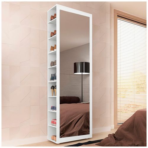 Mueble Zapatera de Melamina Organizador Moderno con Espejo Deixe