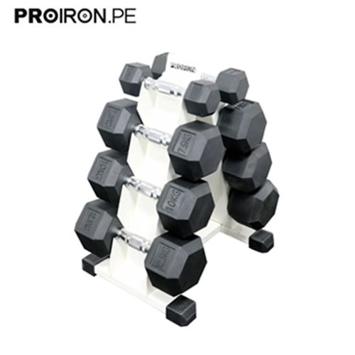 Set de mancuernas hexagonales PROIRON de 60KG + Rack de Acero de 4 niveles