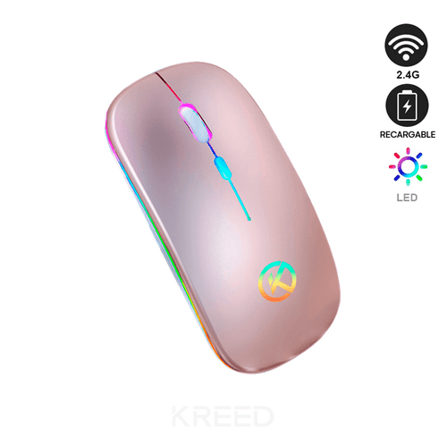 Mouse RGB Inalámbrico recargable 2.4G - Rosa gold