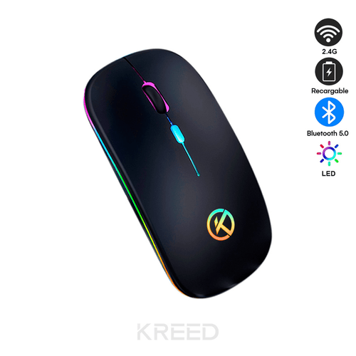 Mouse RGB recargable inalámbrico Bluetooth + 2.4G - Negro