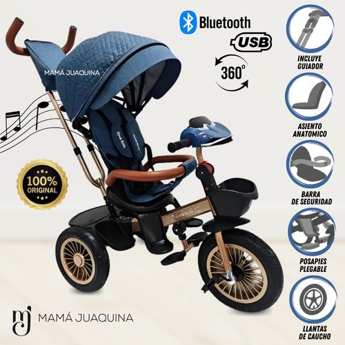 Triciclo Guiador «LUCIAN II» con Bluetooth Azul