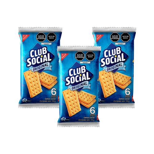 Pack Galletas Saladas CLUB SOCIAL sabor Original Paquete 6un x 3un