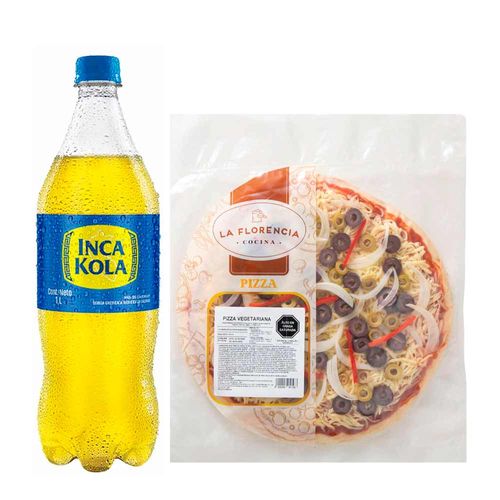 Pack Pizza Vegetariana Familiar x un + Gaseosa INCA KOLA Sabor Original Botella 1L