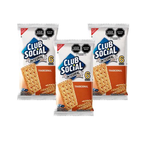 Pack Galletas Saladas CLUB SOCIAL Integrales Paquete 6un x 3un