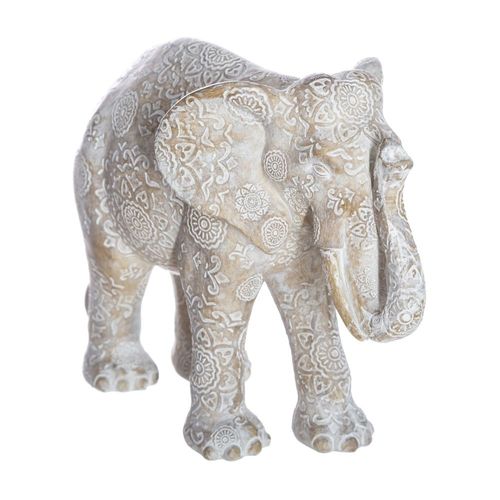 Adorno de Terraza Elefante Decorativo Thai Resina Blanco 15cm Atmosphera