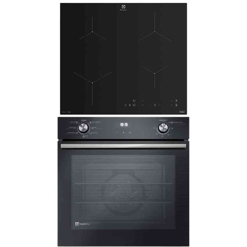 Combo: Horno Convección Empotrable Negro Eléctrico 80L¹ Efficient (OE8EH) + Cocina Empotrable de Inducción 4 Zonas (ETII60F7EOB) Electrolux