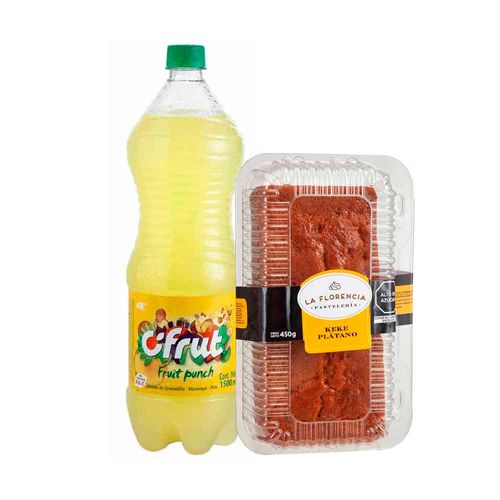 Pack Keke de Plátano LA FLORENCIA 1un + Refresco CIFRUT Fruit Punch Citrus Botella 1.5L