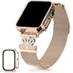 Correa-de-Acero-Inoxidable-para-Apple-Watch-Diamantes-Fantasia-y-Case-Rose-Gold