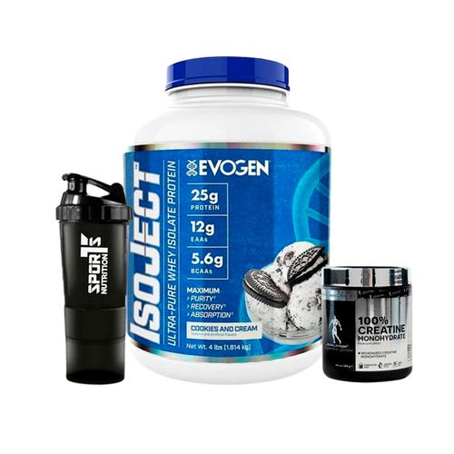 Proteina Evogen ISOJECT 1.8 kg Cookies + Creatina 300gr + SmartShaker