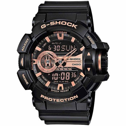 Reloj Casio G-Shock GA400GB-1A4 Digital Analógico Luz Led Acuático Resina Negro Oro Rosado