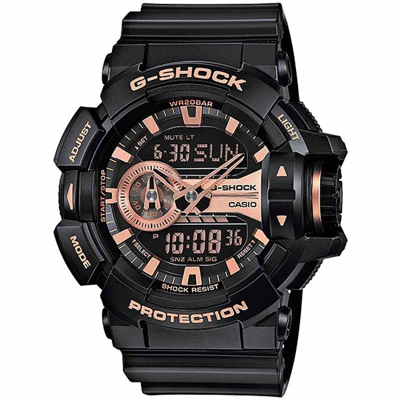 Reloj-Casio-G-Shock-GA400GB-1A4-Digital-Analogico-Luz-Led-Acuatico-Resina-Negro-Oro-Rosado