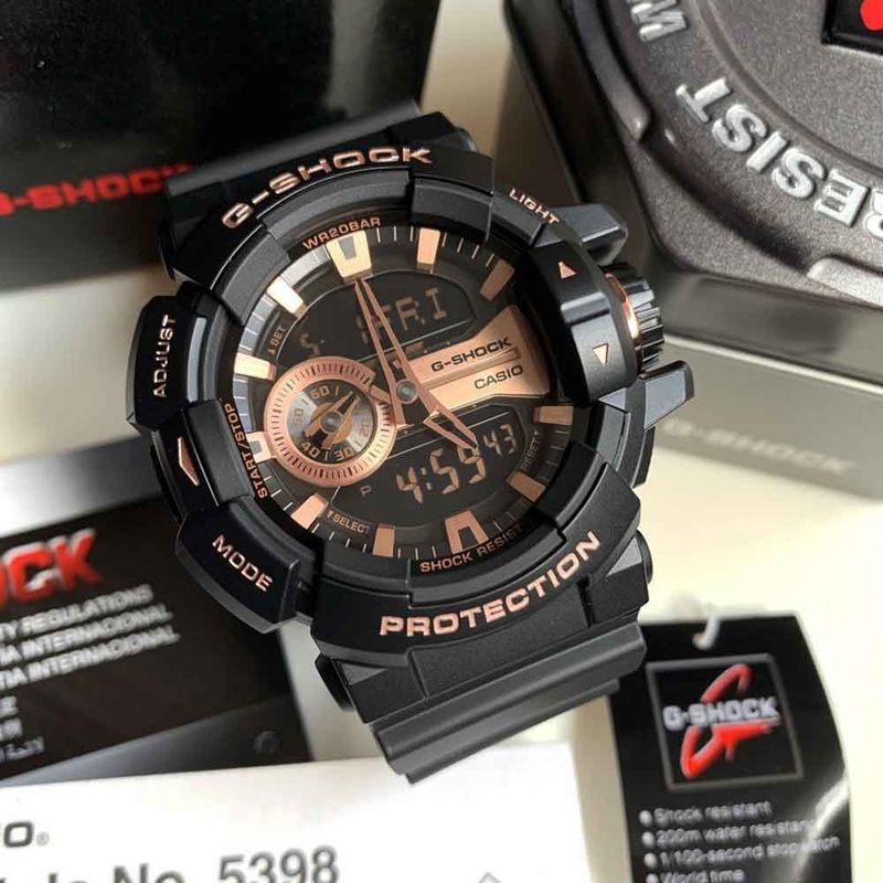 Reloj-Casio-G-Shock-GA400GB-1A4-Digital-Analogico-Luz-Led-Acuatico-Resina-Negro-Oro-Rosado